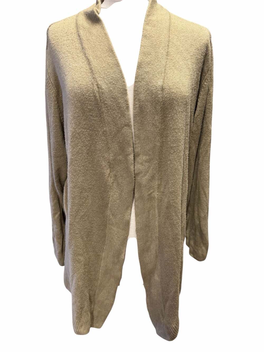 Karen Scott Woman Open Front Cardigan Tan Size 2X